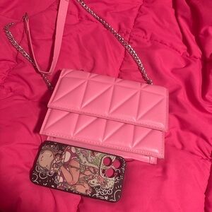 Pink Quilted Crossbody Bag